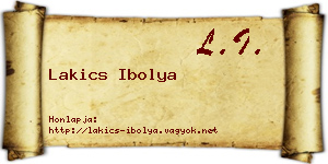 Lakics Ibolya névjegykártya